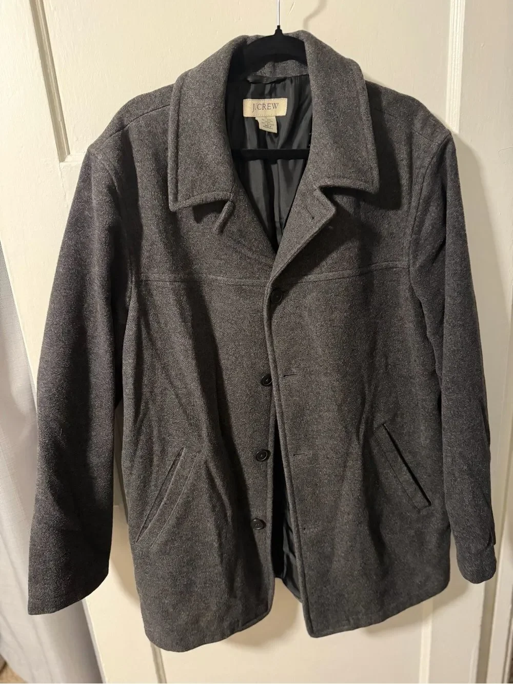 J. Crew Vintage Men’s Charcoal Grey Wool Blend Coat Size Medium Winter Classic